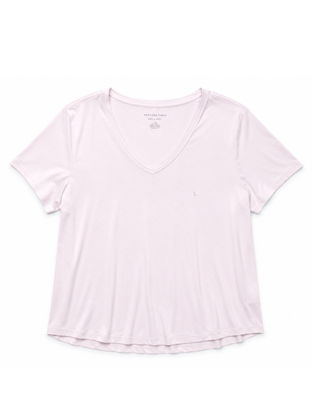New - American Eagle Outfitters Womens Pale Pink V-Neck Short Sleeve Tee